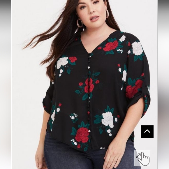 torrid Tops - TORRID Roses Harper Blouse 0XL
